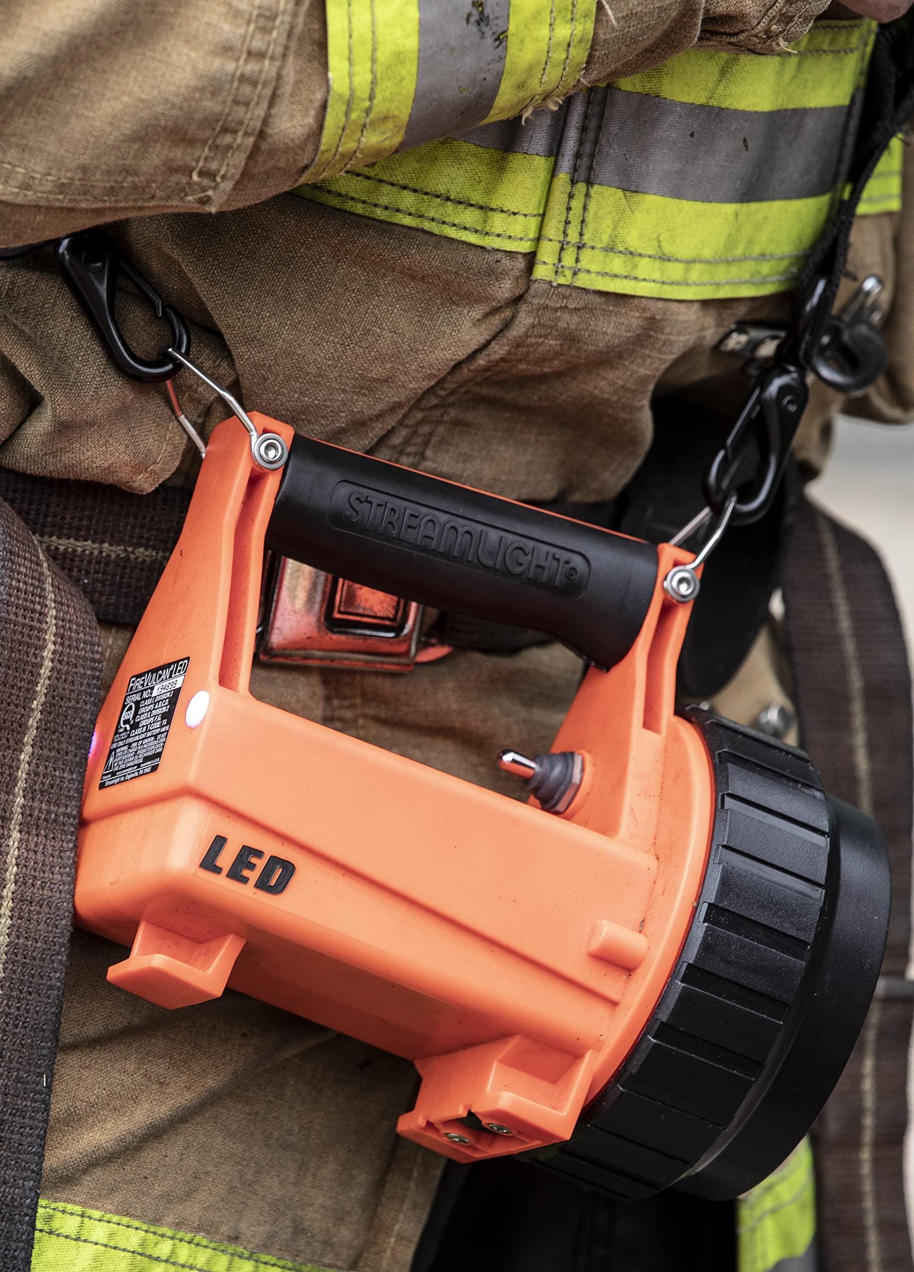 Streamlight Streamlight 44454 Fire Vulcan LED Flashlight with Dual Rear LEDs, Quick Release Shoulder Strap and Without Charger, Orange - 180 Lumens