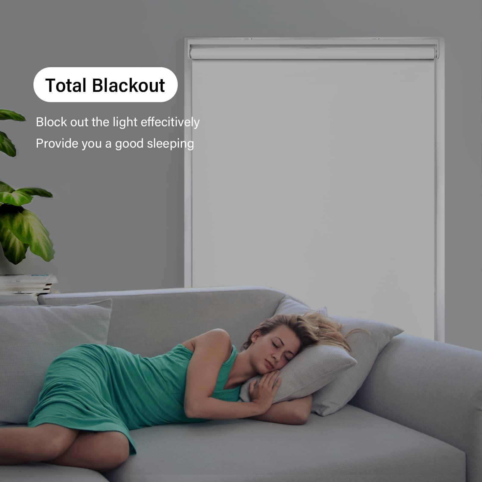 TINFONBLY Customize Roller Window Blinds- Blackout Shades with Room Darkening, Easy Roll Up and Pull Down, Custom Cut to Size, 25 to 100 inch Wide, Size 69 "W x 70" H, Beige-Blackout
