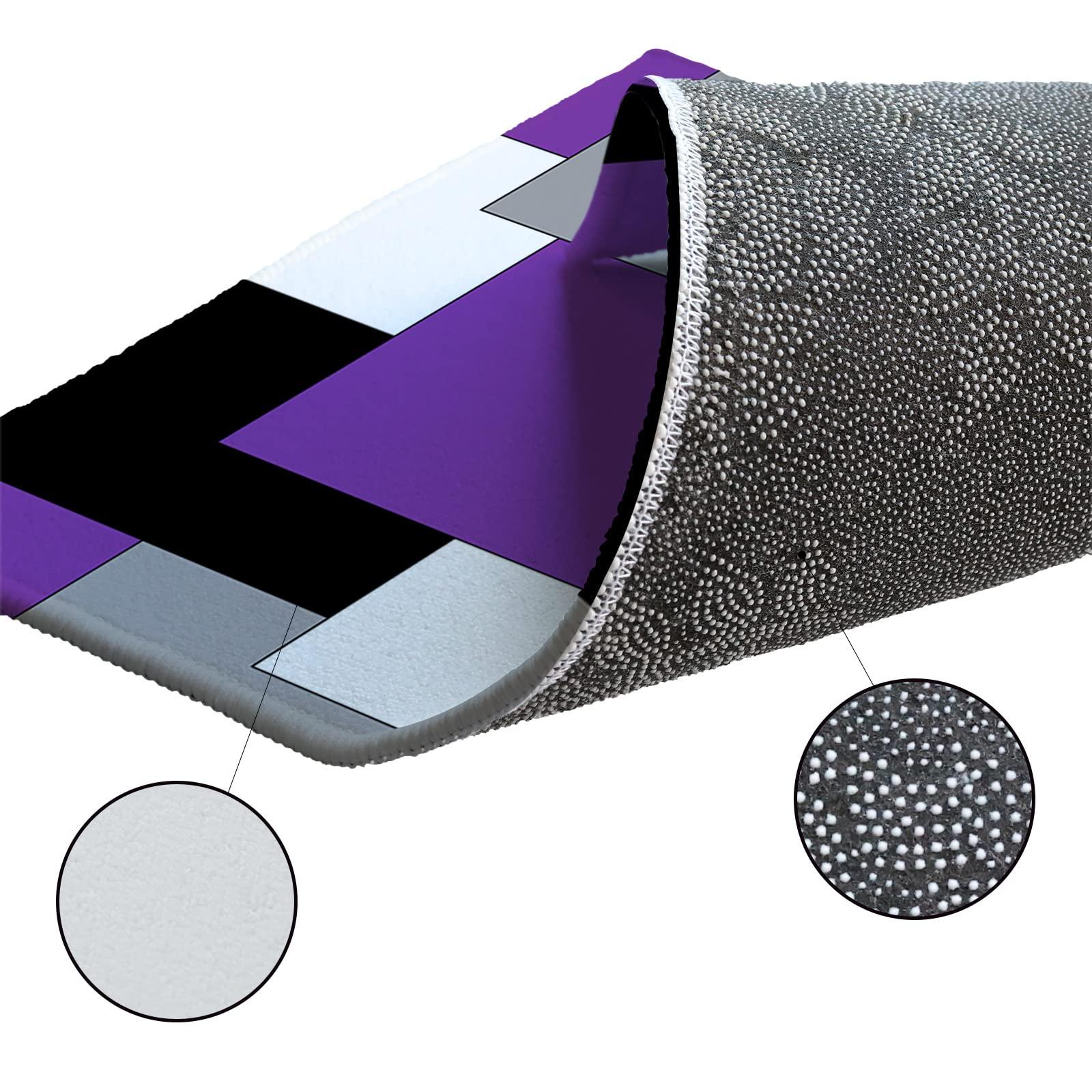 Carosoffe Carosoffe Geometric Purple Gray Black Kitchen Rug 2 PCS, Non-Slip Soft Absorbent Standing Mats for Kitchen Bathroom Living Room Laundry Room Runner Rug Set Abstract Art