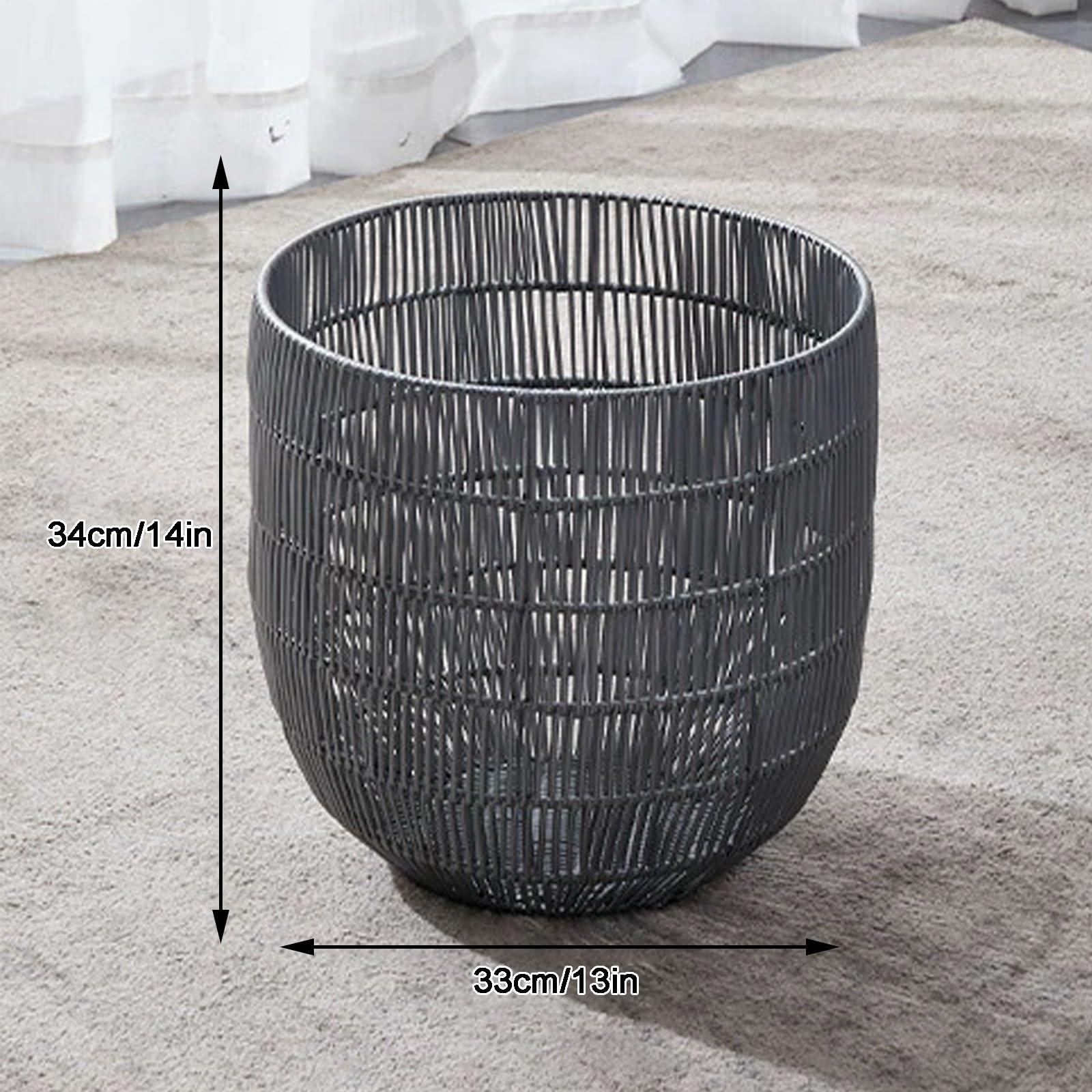 WNGJZZYC WNGJZZYC Imitation Rattan Woven Laundry Basket with Metal Frame, Laundry Hamper Large Capacity, Lightweight Multipurpose Portable Clothes Laundry Baskets(33x34cm/13x14in)