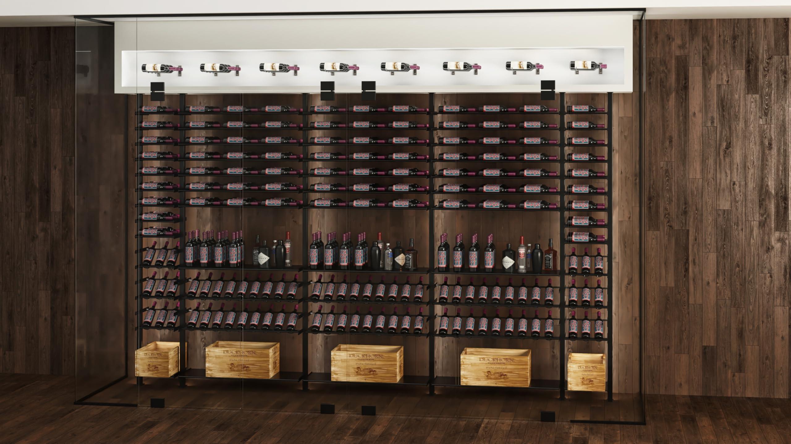 VintageView VintageView W Series Bottle Height Wall Mounted Metal Wine Rack (3 Bottles, Chrome Luxe)