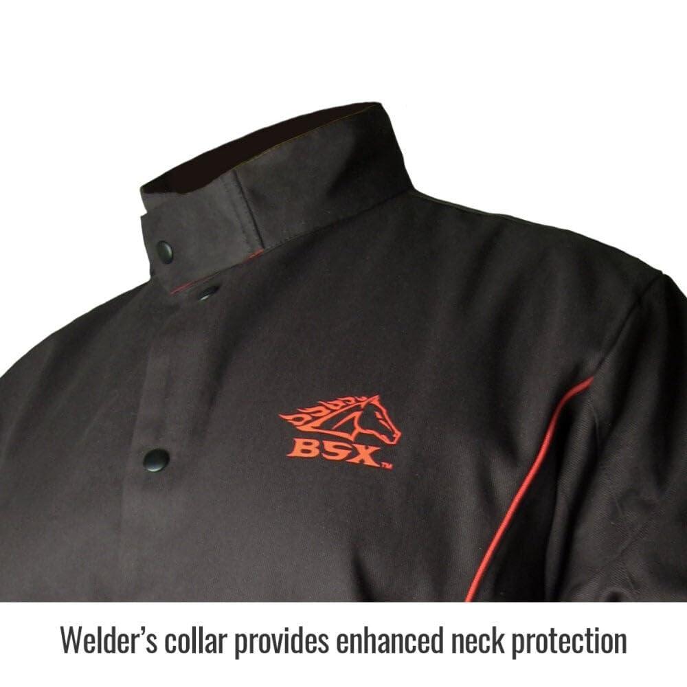 Revco Revco BLACK STALLION BSX® FR Welding Jacket - Black w/Red Flames - MEDIUM
