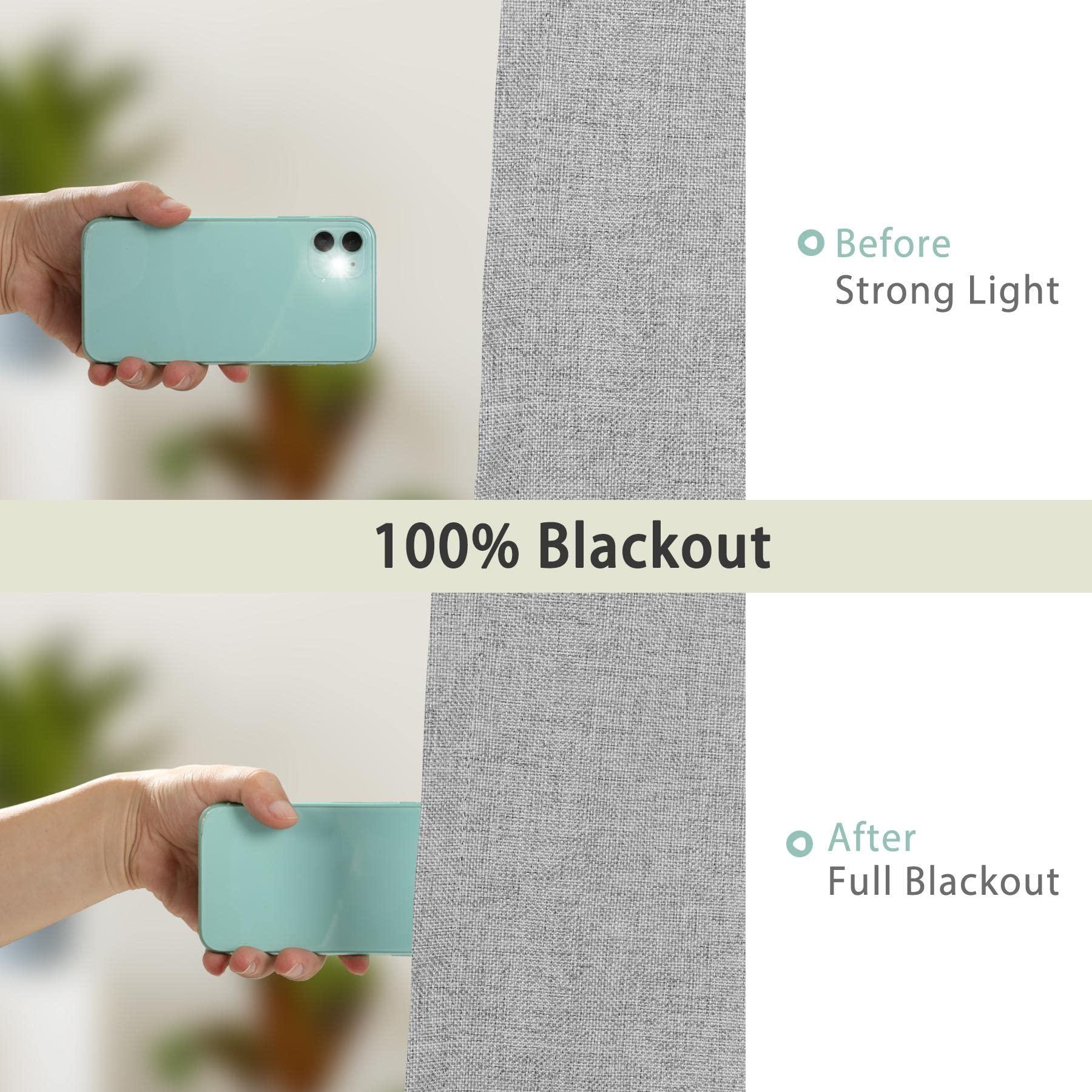 Frelement Frelement 100% Blackout Curtains Linen 120 Inch Wide Curtains Full Light Blocking Noise Reduction Curtains Thermal Insulated Pinch Pleat Curtains for Bedroom, Grey, 120" W x 96" L, 2 Panels