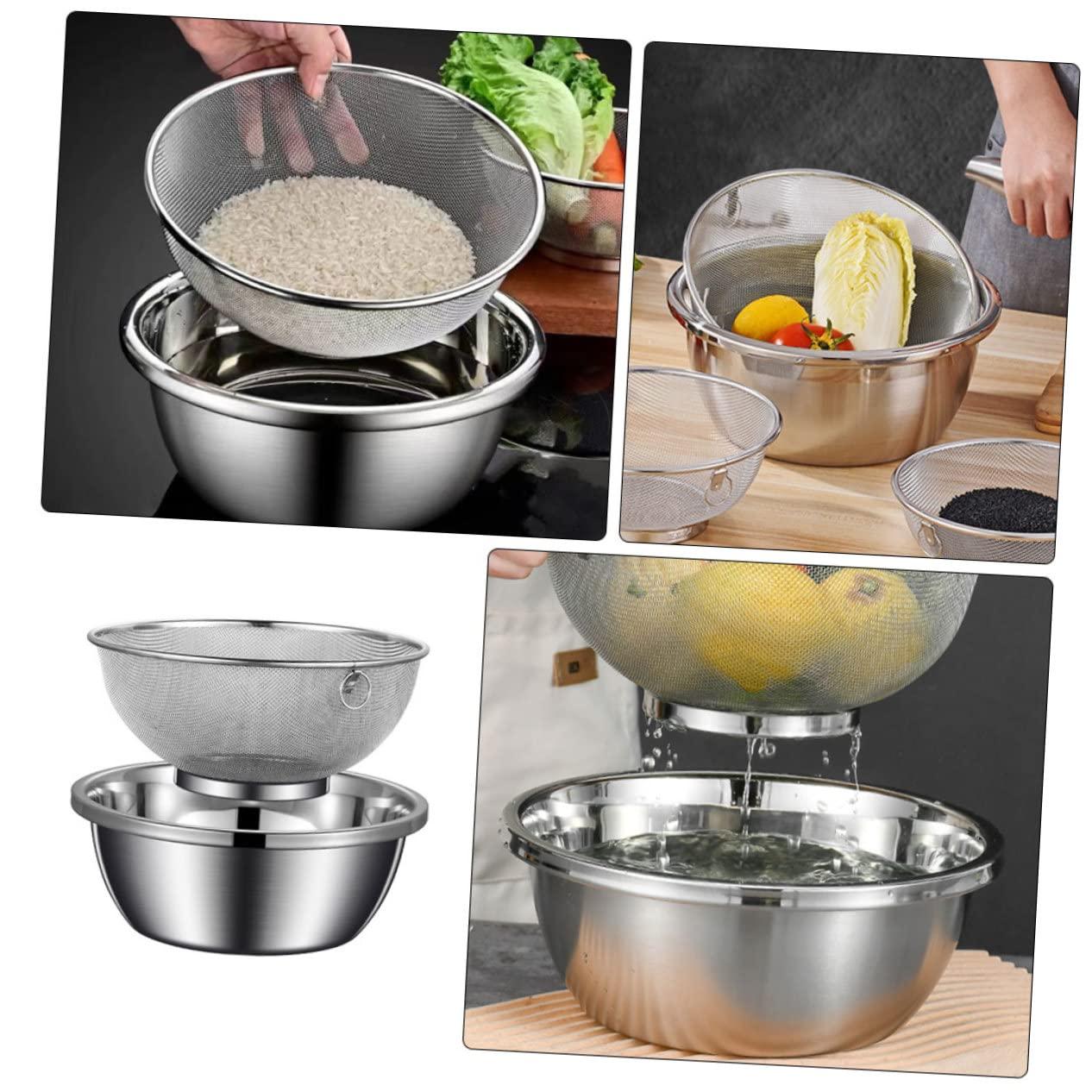 NAMOARLY NAMOARLY Rice Cleaning Strainer Fine Mesh Strainer Bowl Vegetable Fruit Cleaning Basket 2-in-1 Rice Washing Bowl with Colander Kitchen Supply