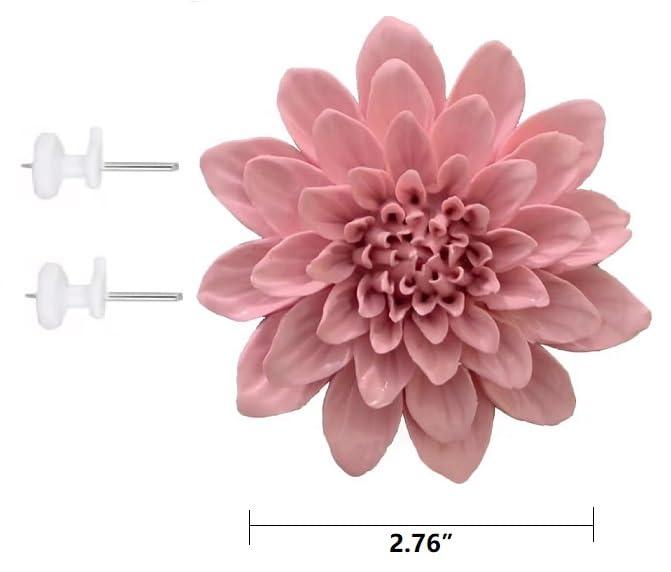 AMERRY AMERRY Ceramic Wall Flower Decor Artificial 3D Flower Wall ArtHandmade 3D Wall Art Hanging Sculpture Porcelain Flower Wall Dcor (Pink,Paeonia lactiflora2.76")