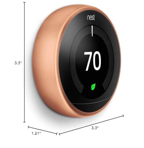 Google Google Nest Learning Thermostat - Programmable Smart Thermostat for Home - 3rd Generation Nest Thermostat - Works with Alexa - Copper