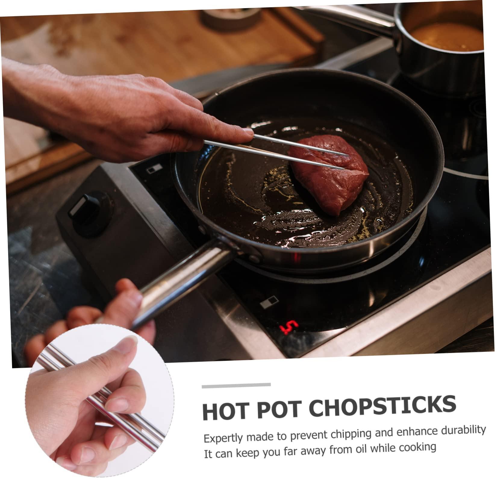 MAGICLULU MAGICLULU 6 Pairs Long Chopsticks Kitchen Tongs Cooking Chopsticks Gamer Chopsticks Titanium Chopsticks LED Chopsticks Chopstick Holder Chopsticks for Cooking Steel Chopstick Tweezers Silver