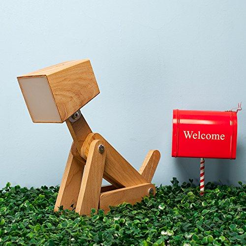 HROOME HROOME Super Cute Dog Table Lamp for Kids Room Bedroom Bedside - Dimmable Touch Control Wood Fun Unique Desk Lamp Warm White Light Gifts for Friends Boys Girls Dorm Farmhouse (Medium-Wood Color)