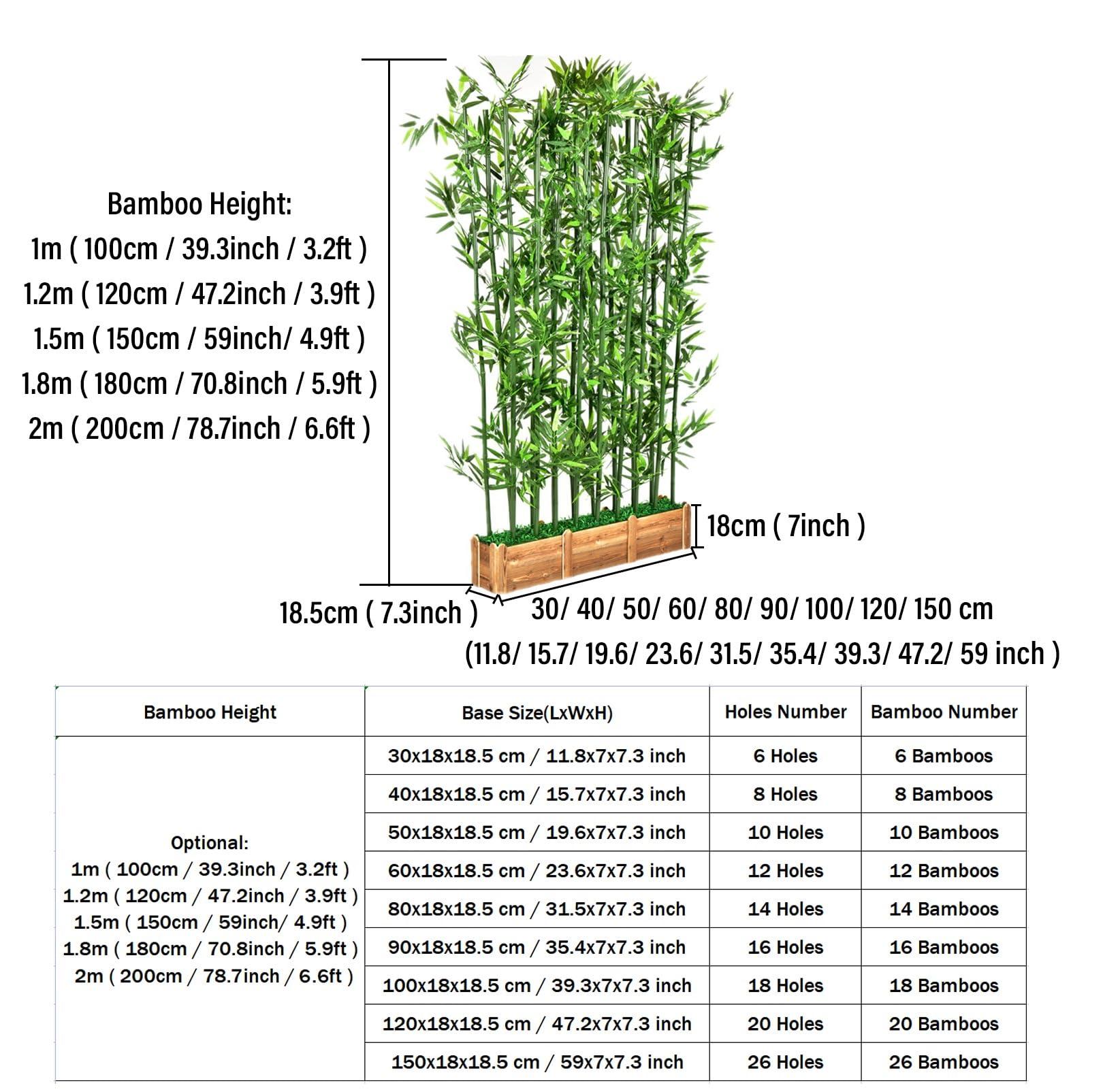 WAHHWF Outdoors Artificial Fake Bamboo Tree Faux Potted Plant with Wood Base, 3ft 4ft 5ft 6ft 6.5ft 7ft Tall Indoor Room Separator Divider DIY Decor Screen for Aquarium Restaurant Home Office ( Color : 1.8m