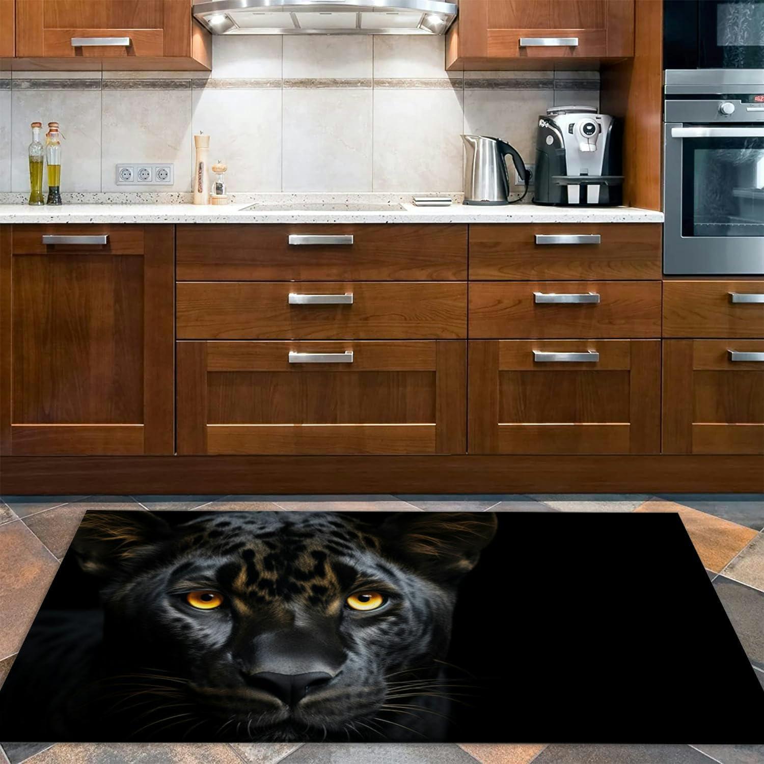 ZaCosy Black Panther a Black 3x5 Rug Throw Rugs Entryway Indoor Front Door Mat Non Slip Bedside Area Rug for Bedroom Aesthetic Kitchen Carpet Machine Washable