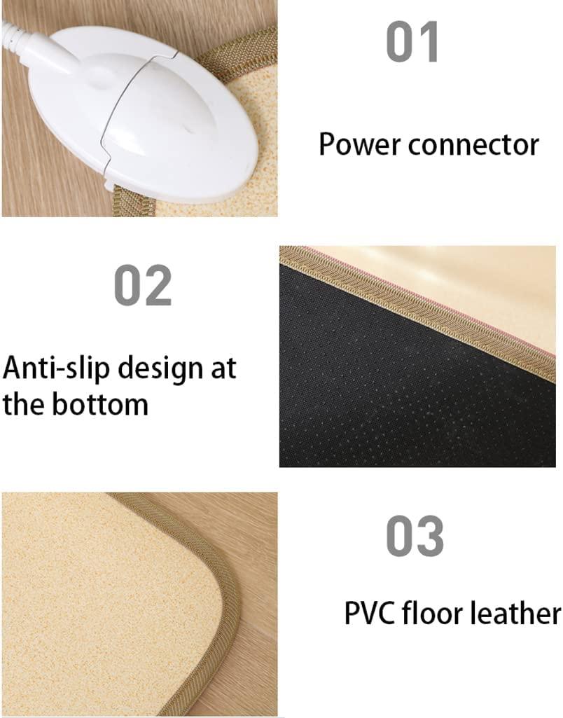 OLOTU Heated Floor Mat Heated Area Rug with Non-Slip Bottom Electric Heating Carpet Timer & Overheat Protection for Home Office