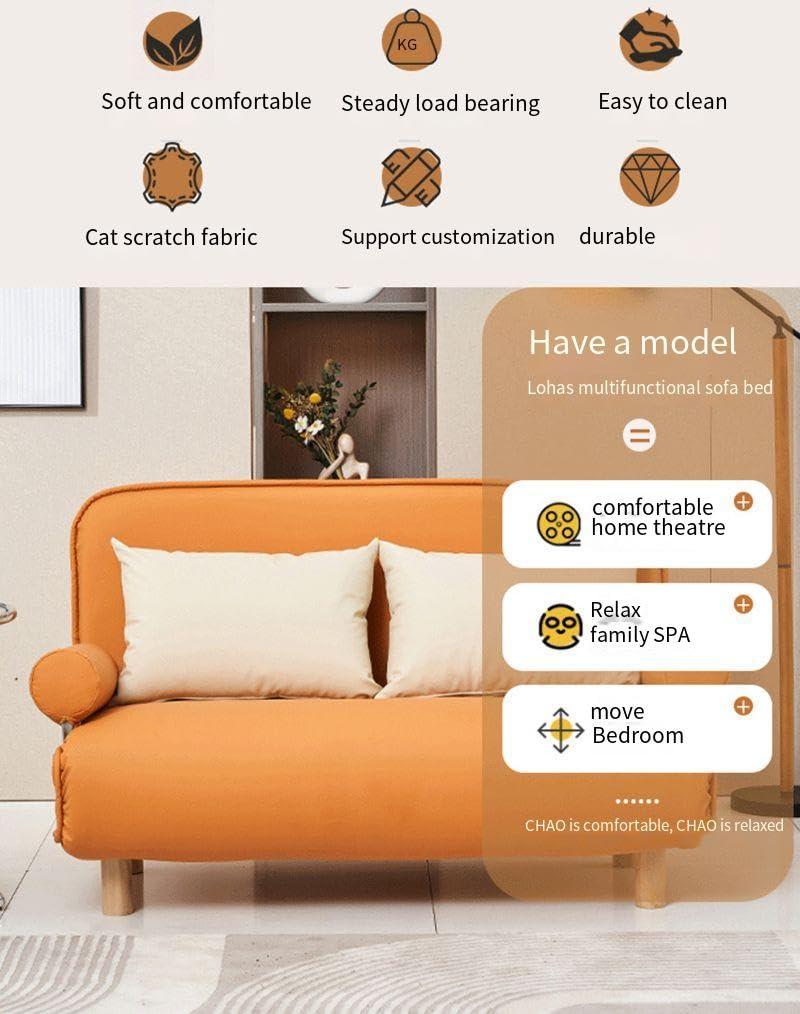 ESRADA Sofa Bed, Small Room Apartment Folding Guest Bed, Nordic High-end Folding Sofa Bed, Easily Assemble Couch C-120cm