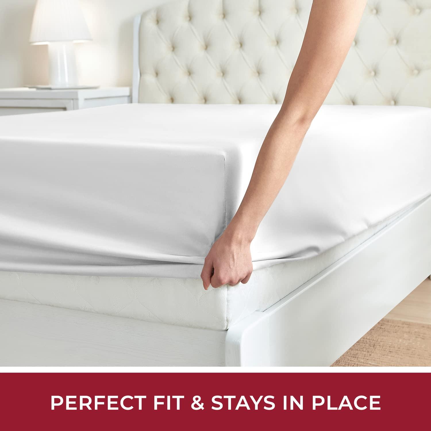 Mellanni Mellanni King Fitted Sheet - Iconic Collection Bedding Sheets with up to 16 inch Deep Pocket - Soft & Cooling - Fade & Stain Resistant - 1 PC (King, White)