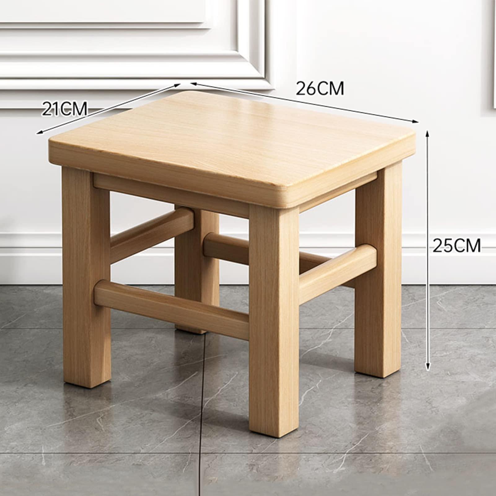 XJHOME Solid Wood Stool Wooden Small Foot Step Stools Wood Step Stool, Portable Rectangle Bed Stool, Small Step Ladder for Kitchen Bathroom, Foot Rest Stools Under Desk, Strong and Durable for Adults and El