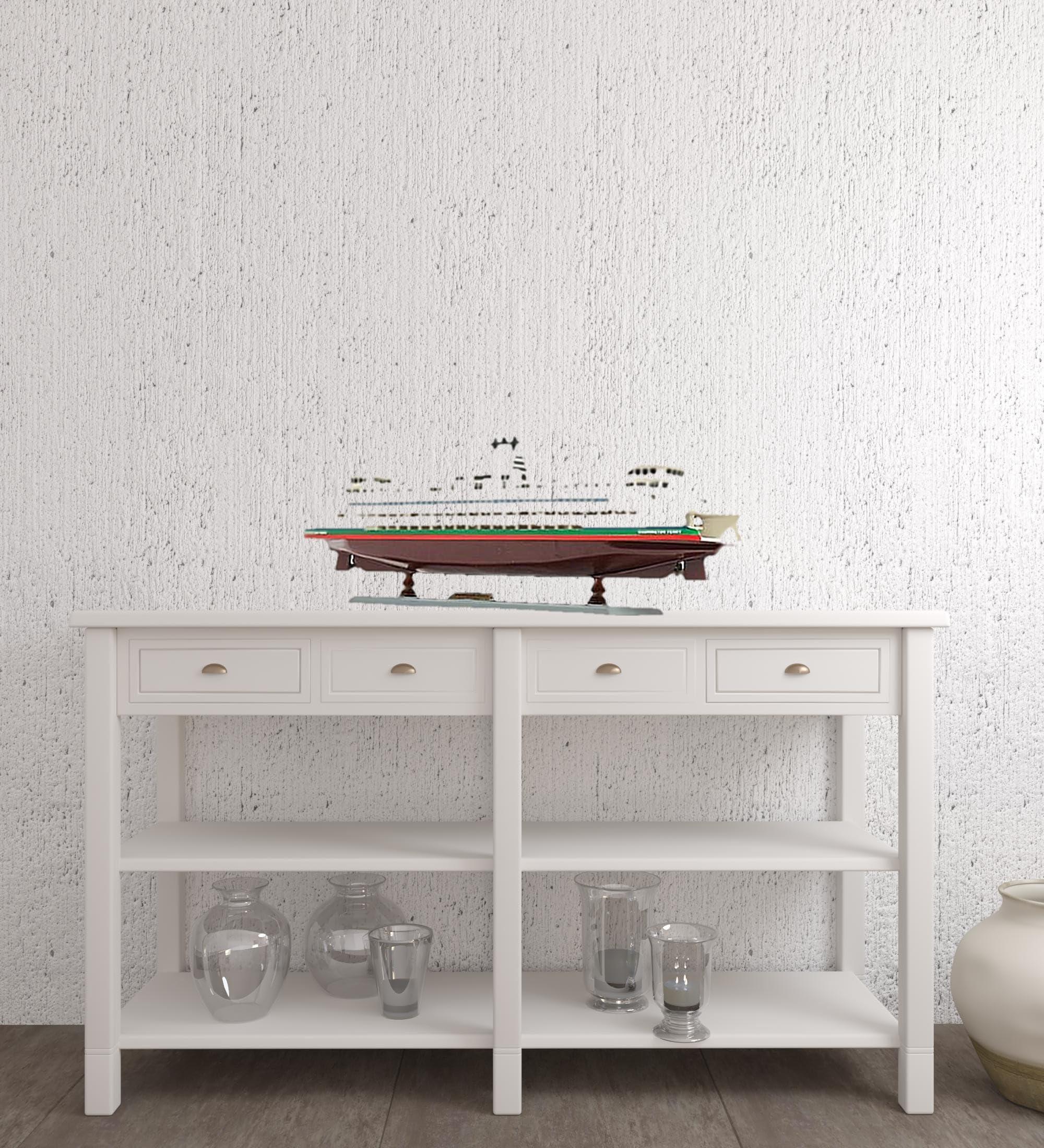 HomeRoots HomeRoots 11\" Brown and White Washington Ferry Boat Hand Painted Decorative Boat