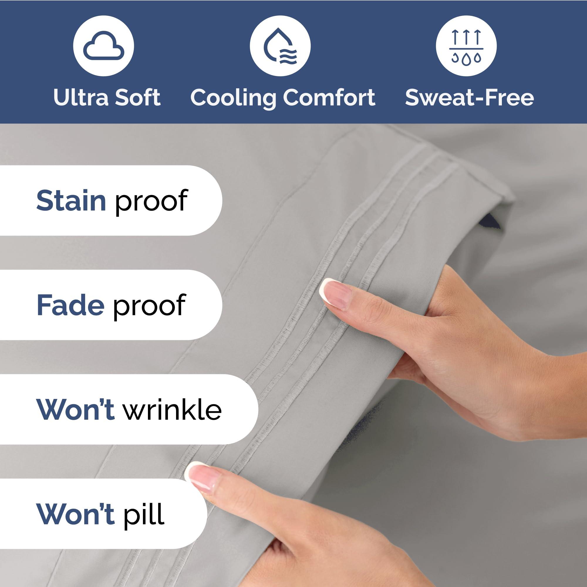 CGK Unlimited Extra Deep Pocket King Sheets - 4 Piece Breathable & Cooling Bed Sheets - Hotel Luxury Bed Sheet Set - Soft, Wrinkle Free & Comfy - Easily Fits Extra Deep Mattresses - Deep Pocket French Grey Sheets