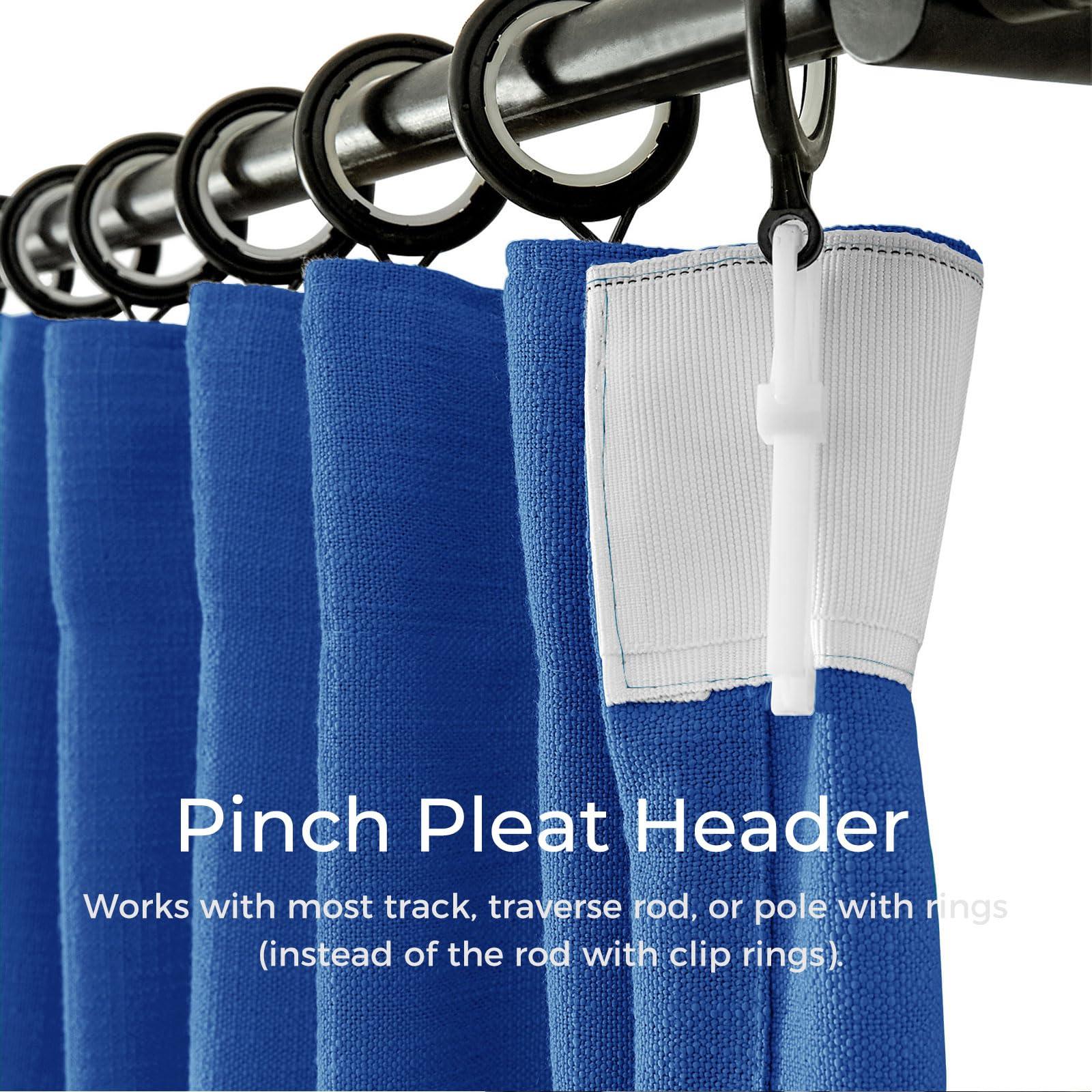 TWOPAGES TWOPAGES Linen Textured Room Darkening Curtain 72 Inches Long, Royal Blue Pinch Pleated Window Curtain Drape Panel for Patio Door Dining Room Kids Room, 1 Panel