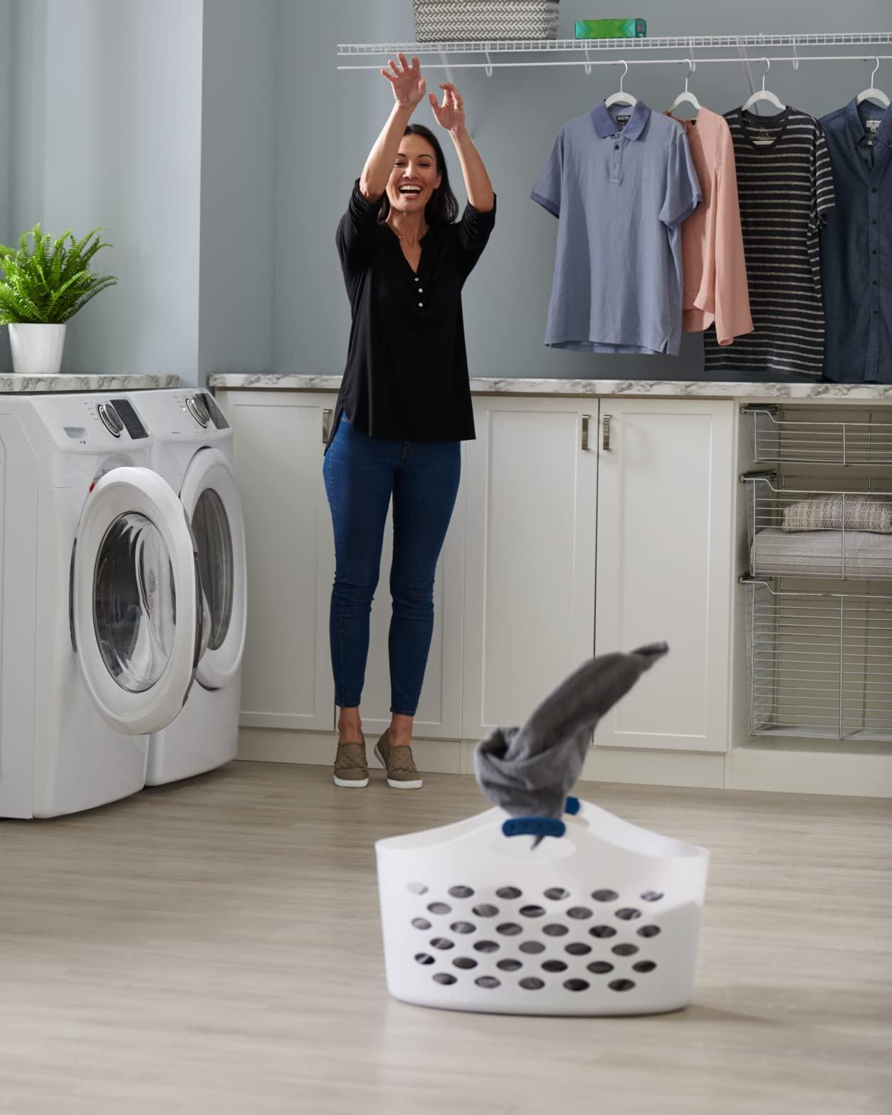 Rubbermaid Rubbermaid 1.5 Bushel Capacity Durable Versatile Flex N Carry Portable Flexible Laundry Basket With Convenient Carrying Handles, White, Organization and Storage for Laundry/Garage/Home