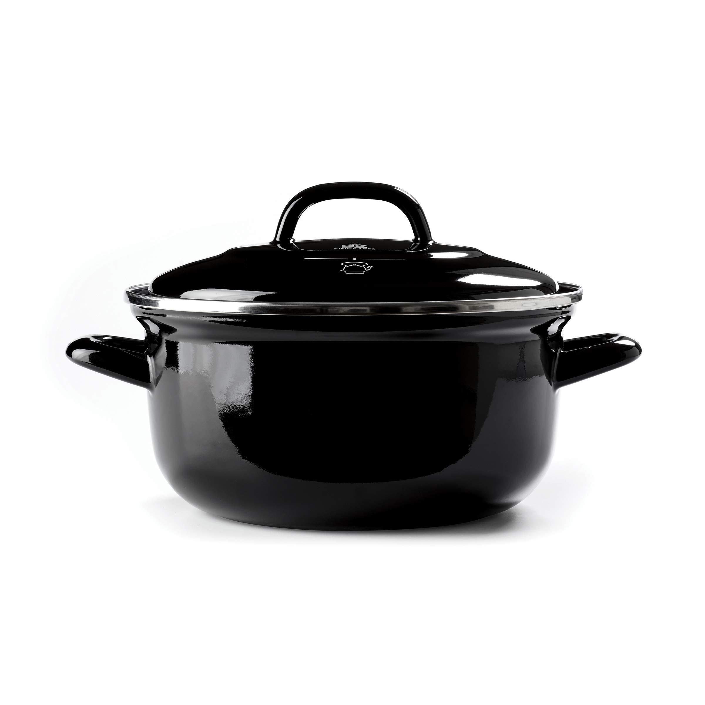 BK BK Indigo Aluminum Heavy-Gauge Carbon Steel, Induction, 3.5QT Nonstick Glaze Dutch Oven, Dishwasher Safe, Black