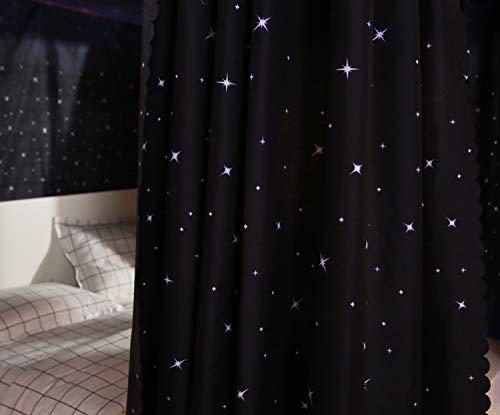 Mengersi Mengersi Galaxy Star Four Corner Post Bed Curtain Canopy Bedroom Decoration for Girls Adults Windproof Lightproof Bed Canopies Child Gift (Queen,Black)