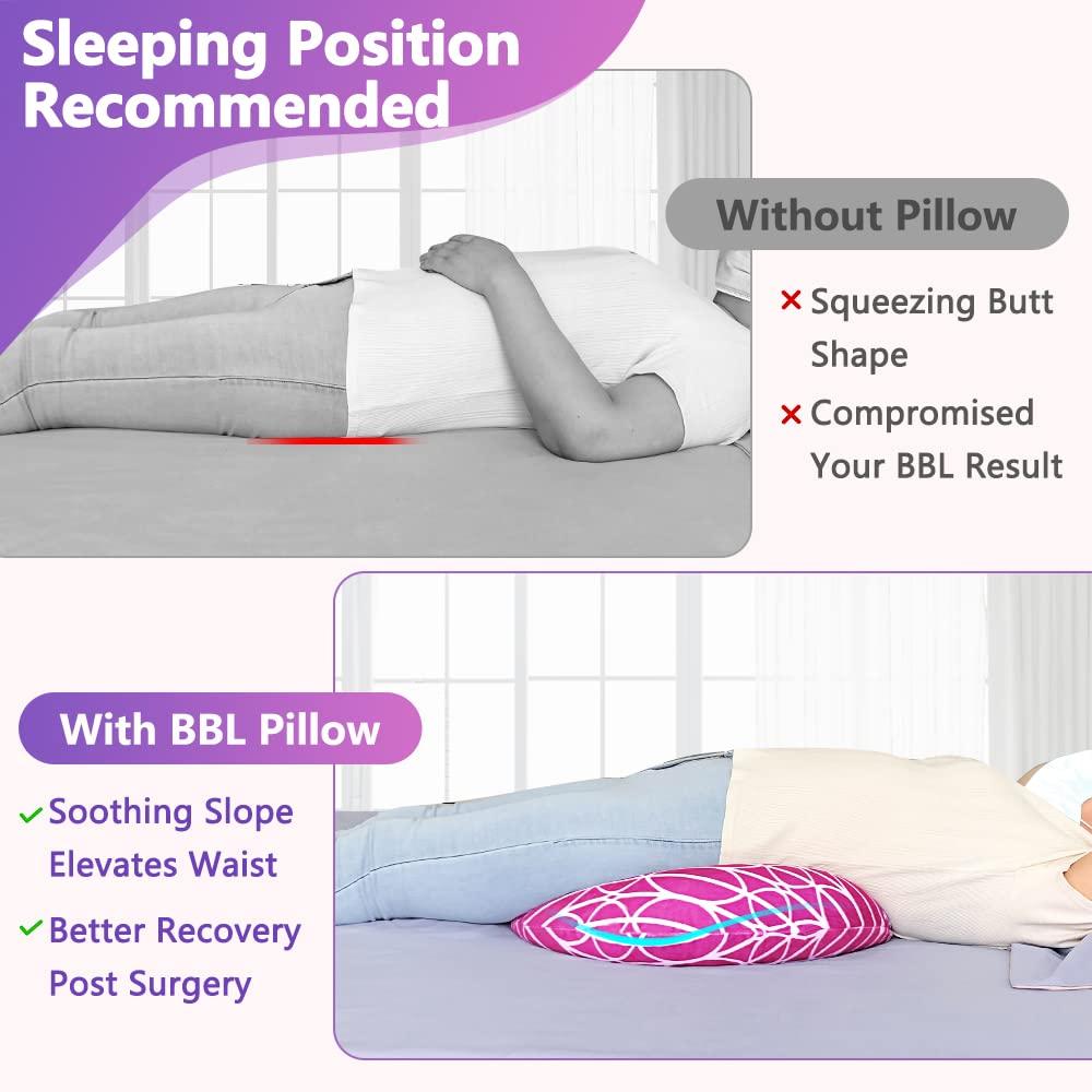 AOSSA AOSSA BBL Sleeping Pillow After Surgery, Booty Butt Pillow for Sitting, Brazilian Butt Lift Support Cushion, BBL Chair Bed Post Surgery Supplies Recovery Foam, Donut Lifting Seat Cushion (Pink)