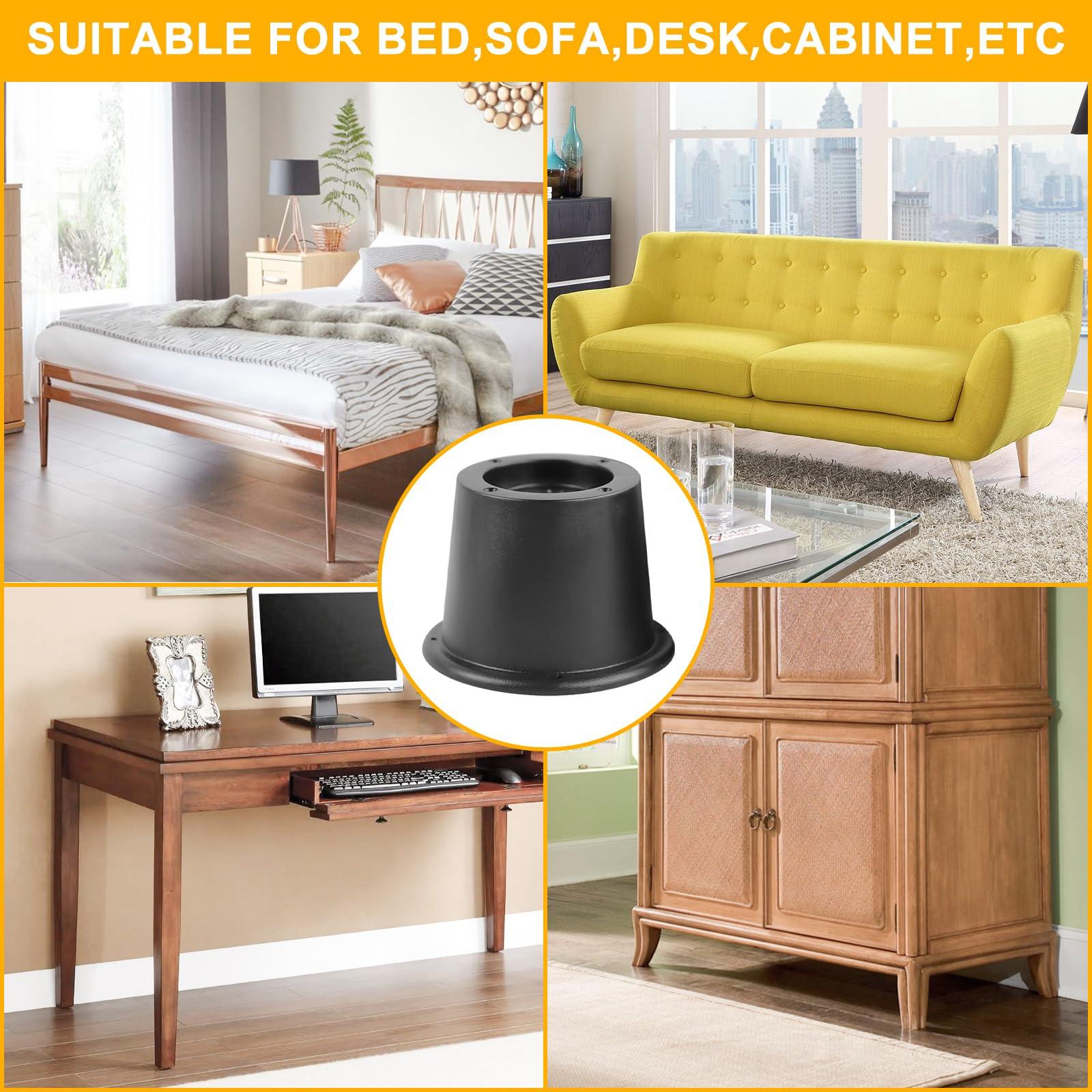 Longzhuo Bed Risers 2 Inch,12 Pack Anti Slip Furniture Risers,Stackable Heavy Duty Elevators for Sofa/Bed/Table/Couch/Chair,Supports up to 1,300 lbs,Table Leg Extenders Bed Lifter,Furniture Accessories,Black