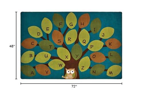 Carpets for Kids Carpets for Kids 20724 Owl-Phabet Tree Literacy Classroom Seating Kids Room Rug 4ft x 6ft Rectangle Blue