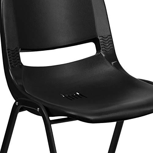 Flash Furniture Flash Furniture HERCULES Series 880 lb. Capacity Black Ergonomic Shell Stack Chair with Black Frame