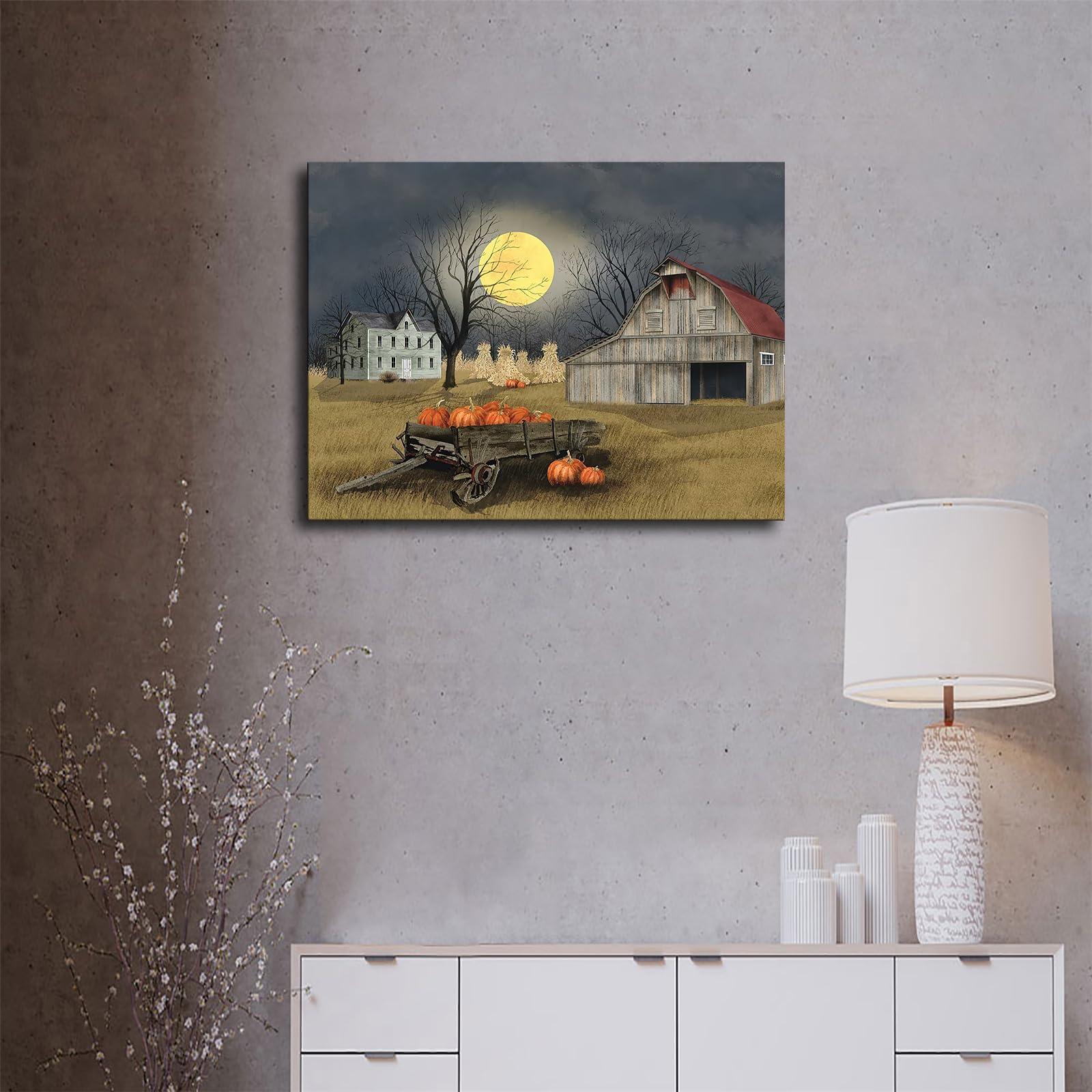 AuLYn AuLYn Harvest Moon By Billy Jacobs Poster Canvas Print Modern Office Living Room Bathroom Decor Wall Art Gift (Unframed,2030inch)