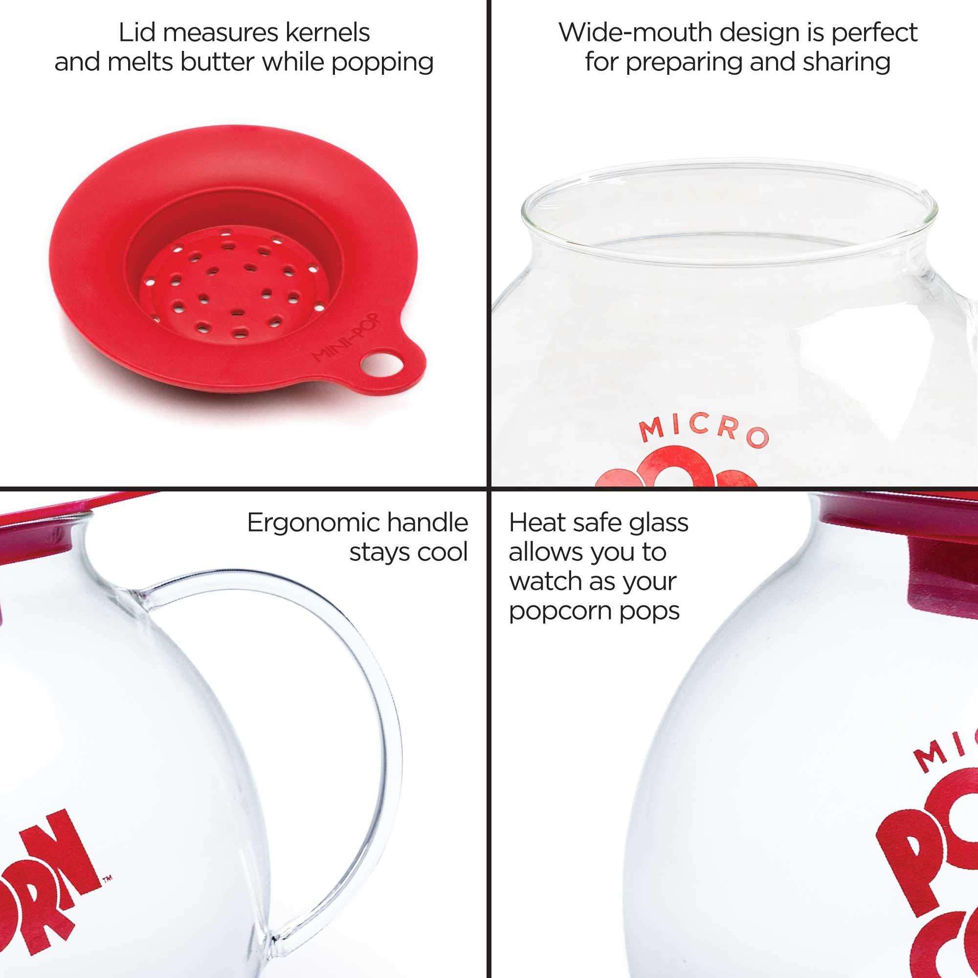 Ecolution Ecolution Micro-Pop Popper, Glass Microwave Popcorn Maker with Dual Function Lid, 3 Qt