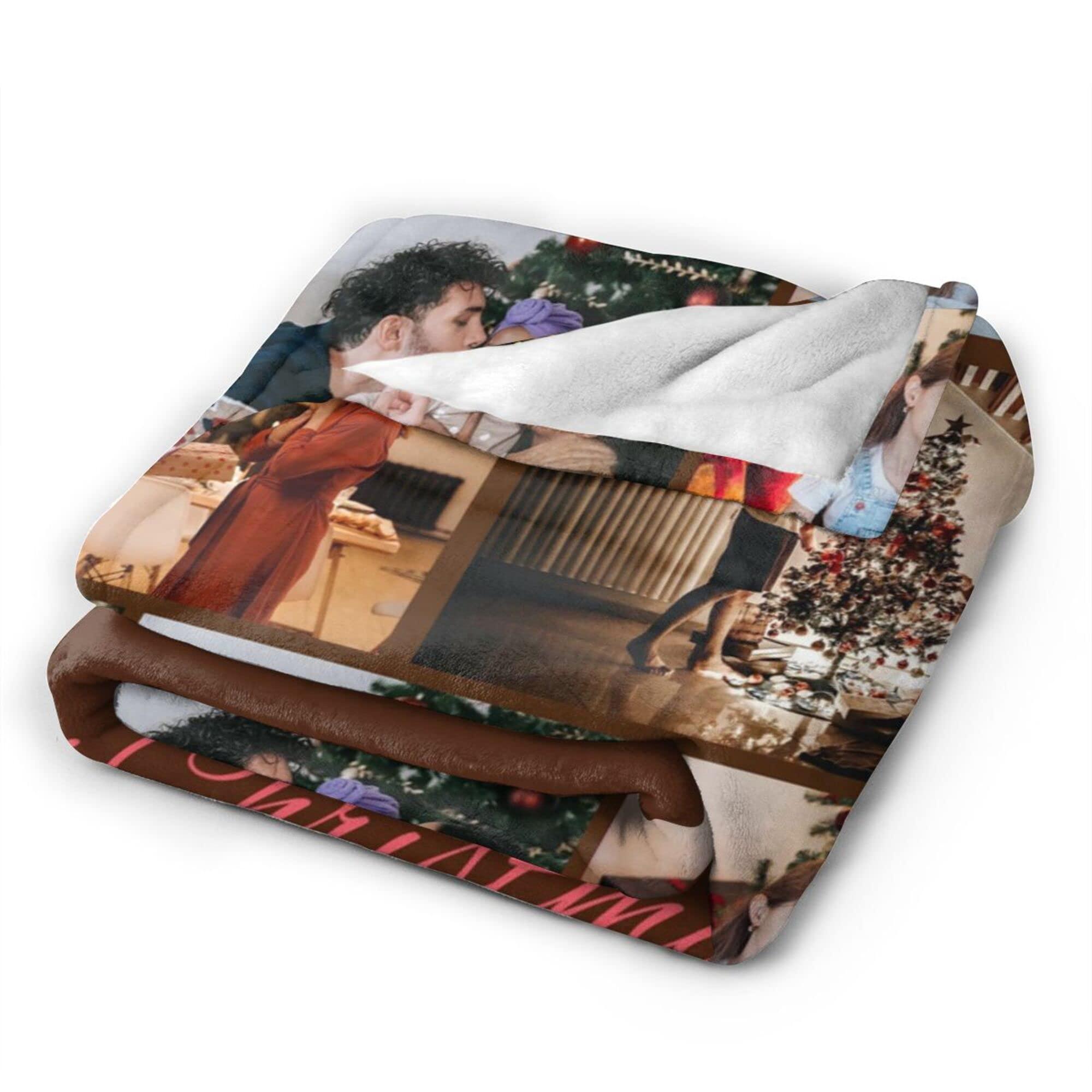 YOPRUIE YOPRUIE Custom Blanket with Words Personalized Blanket Photos Customized Picture Blankets for Family Father Mother Lover Pets Valentine\'s Day Gifts,91\"x60\"in,7 Photos Collage Stayle2