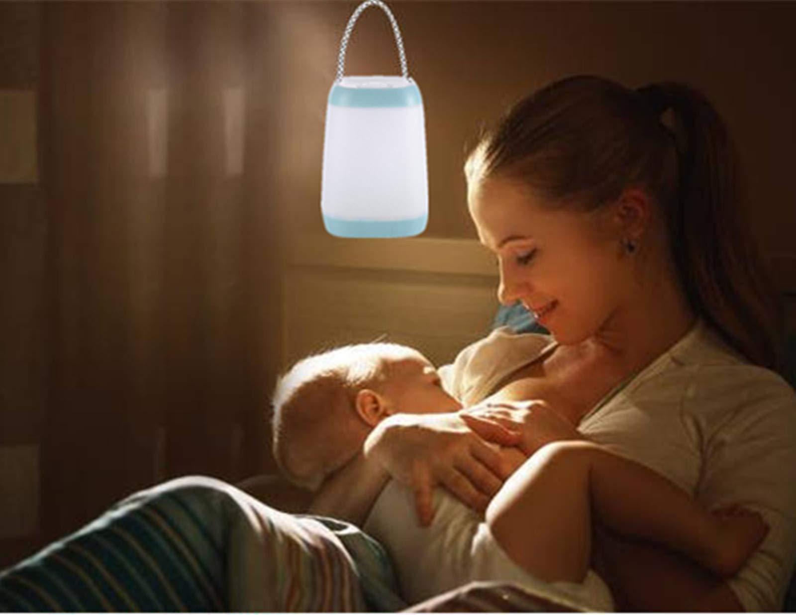 Hathdia Hathdia Night Light for Kids, USB Rechargeable Nursery Lamp Portable Camping Lantern with 3 Light Modes for Camping,Emergency,Bedroom,Indoor and Outdoor(Cyan, 1 Pack)