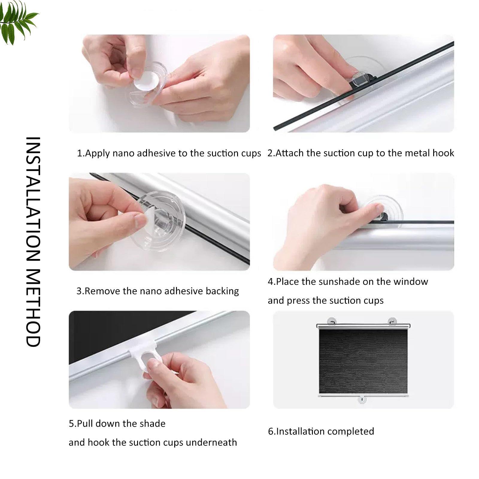 Jolan Blackout Roller Blinds No Drilling,Sunscreen Sunshade Window Roll Up Shades with Suction Cups,Privacy Curtains,Temporary Blinds Black,Retractable Sun Shades,Customisable,WH-80 * 160cm(31 * 63in)