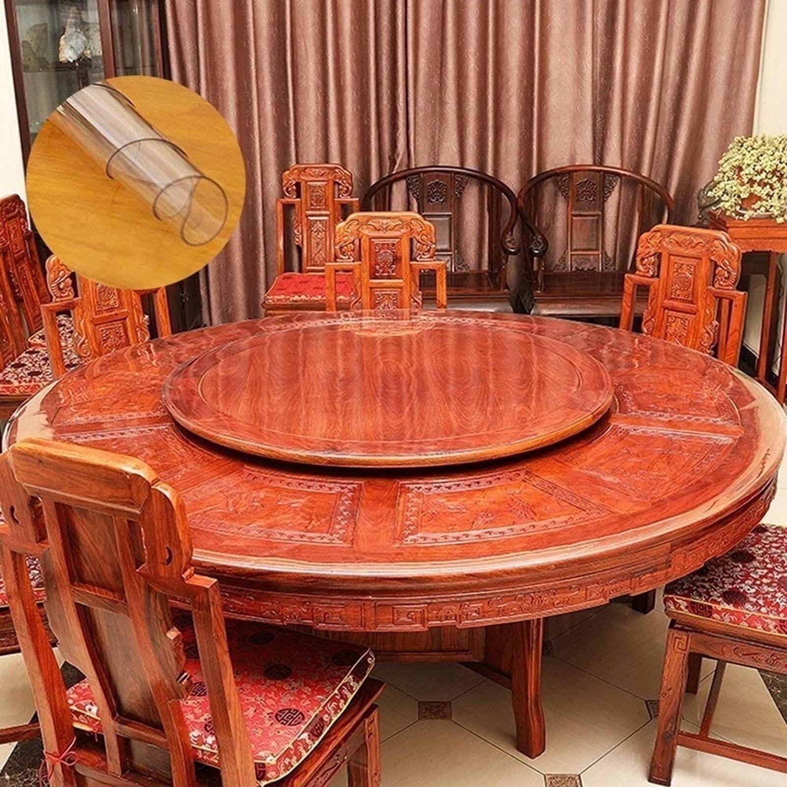 CL-ZZZ Round Tablecover Clear Plastic Tablecloth 2mm Vinyl Table Protector/Outdoor Table Covers Waterproof/Coffee Table Cloth Circular - 110/130/150cm Customizable (Size : Dia.59 Inches/Diameter 150cm)