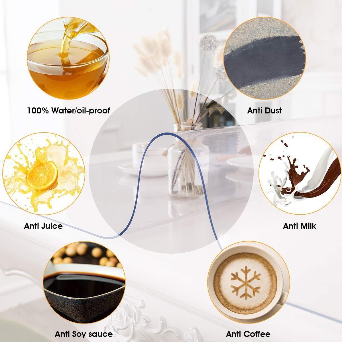 LovePads LovePads 2mm Thick 35.4 x 63 Inch Clear Table Cover Protector, Clear Table Protector for Dining Room Table, Plastic Table Protector, Dining Table Cover, Table Pads for Dining Room Table