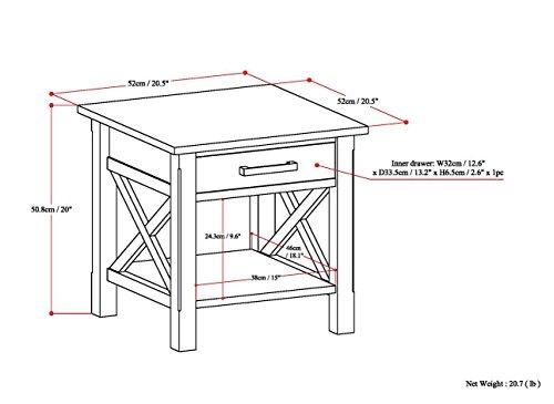 SIMPLIHOME SIMPLIHOME Kitchener SOLID WOOD 21 inch wide Square Contemporary End Side Table in Light Golden Brown with Storage, 1 Drawer and 1 Shelf, for the Living Room and Bedroom