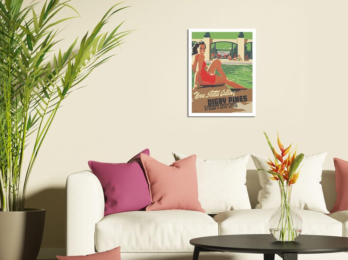 Pacifica Island Art Digby Pines - Nova Scotia - Canadian Pacific Hotel - Vintage Travel Poster by Peter Ewart c.1940 - Bamboo Fine Art 290gsm Paper Print (Unframed) 24x32in