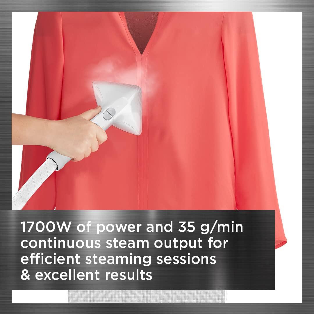 Rowenta Rowenta, Steamer for Clothes, Professional Full Size Steamer with Screen, 65 Inches, 1.3 Liter Capacity, 1700 Watts, Ironing, Clothes Steamer, White Garment Steamer, IS8440
