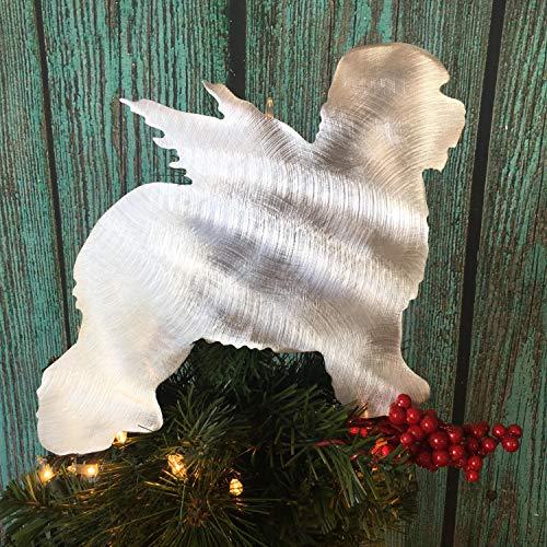 PT Hudson Alumi-Art Old English Sheep Dog, Angel, Dog Christmas Tree Topper, Wreath Decoration, Holiday Decoration, Aluminum