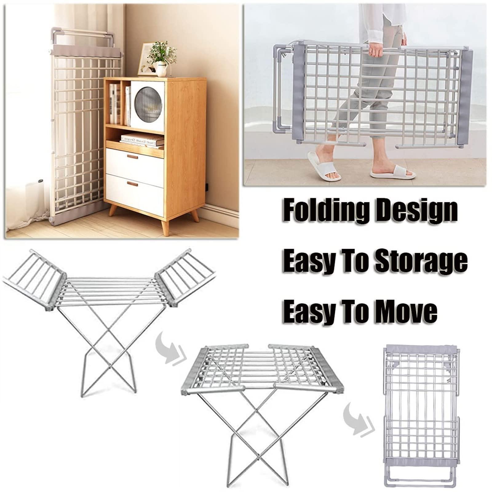 RLN STORE 230W Electric Heated Clothes Airer Dryer, 18 Bars Winged Electric Heated Clothes Drying Rack,45-55 Constant Temperature,Aluminium Alloy,for Bathroom Laundry Room