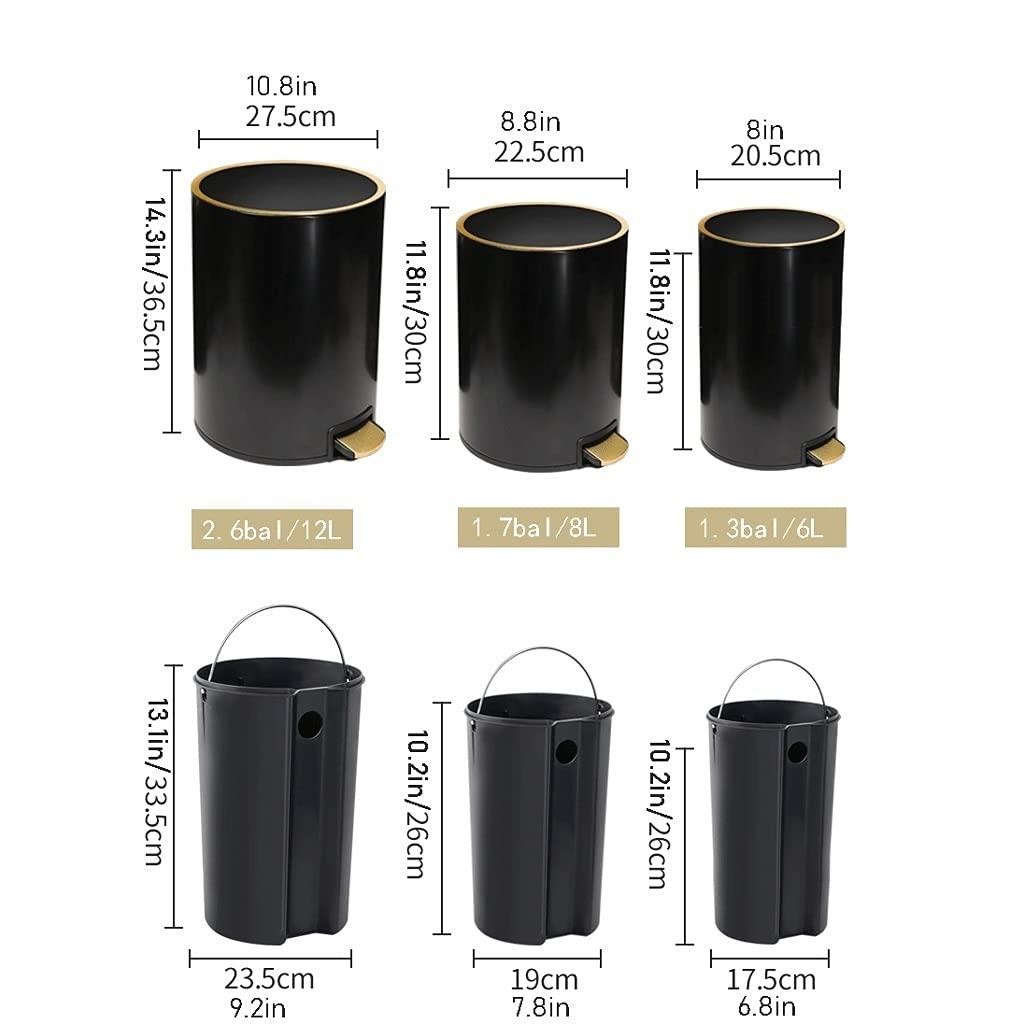 WAVEPEAK WAVEPEAK Indoor Trash cans Trash Can, Round Trash Can Stainless Steel Trash Can with Lid for Kitchen Bedroom and Living Room (12L 2.6bal) Indoor Garbage cans(Blue,2.6bal)