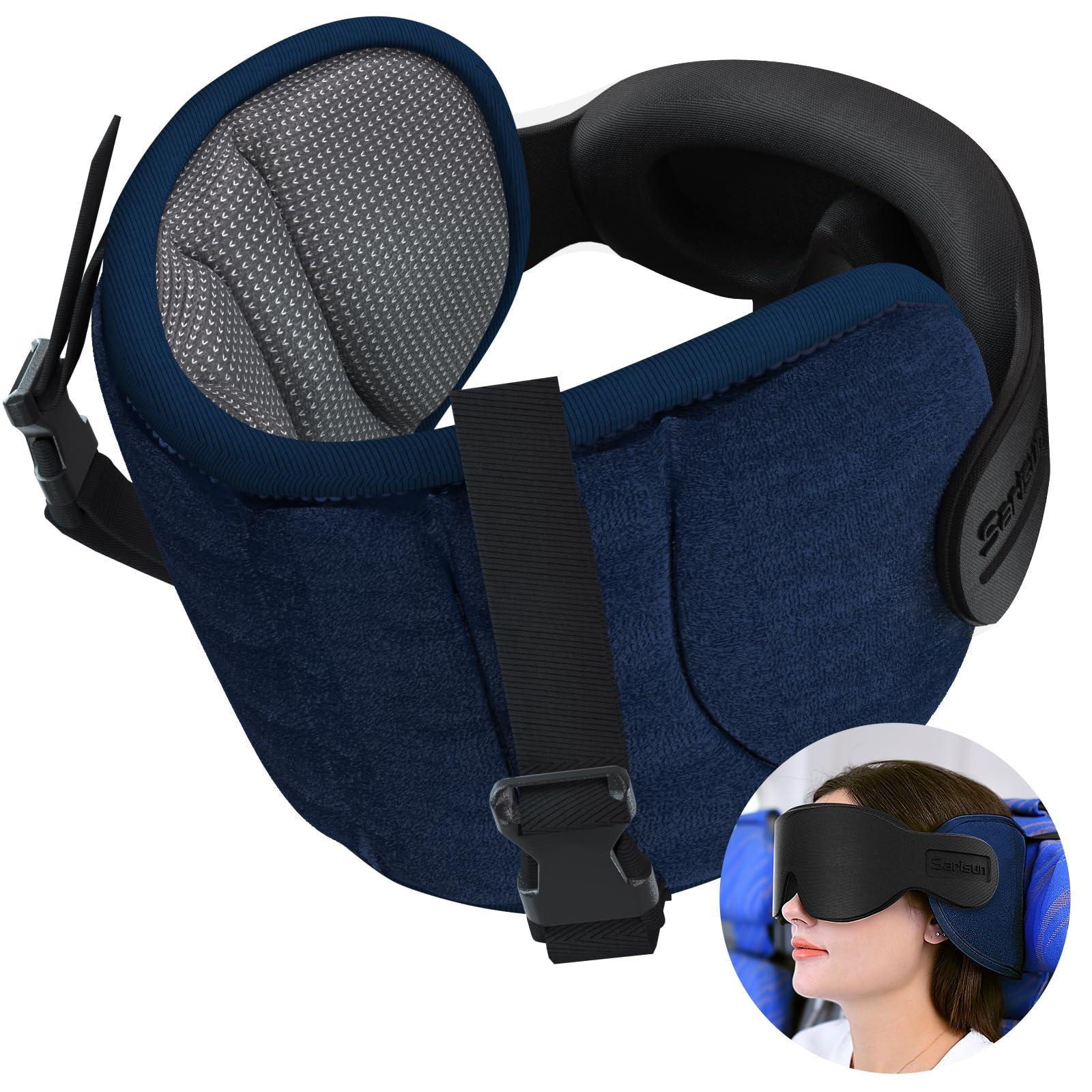 SARISUN SARISUN Travel Pillows for Airplanes, Neck Pillow for Sleeping Travel with Eye Mask, Comfortable Travel Pillows for Car Long Flight, Road Trip Car Headrest, FSA HSA Eligible Approved, Mottled Grey