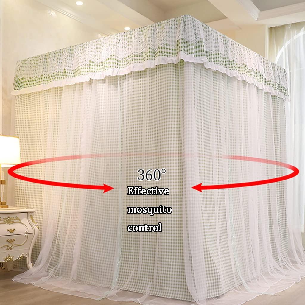 ZYYWX Bed Canopy Pure Color Bedroom Bed Canopy, Household Dust-Proof, Windproof and Sunshade Bed Curtain, with Stainless Steel Bracket (Color : A2, Size : 180x200x200cm)