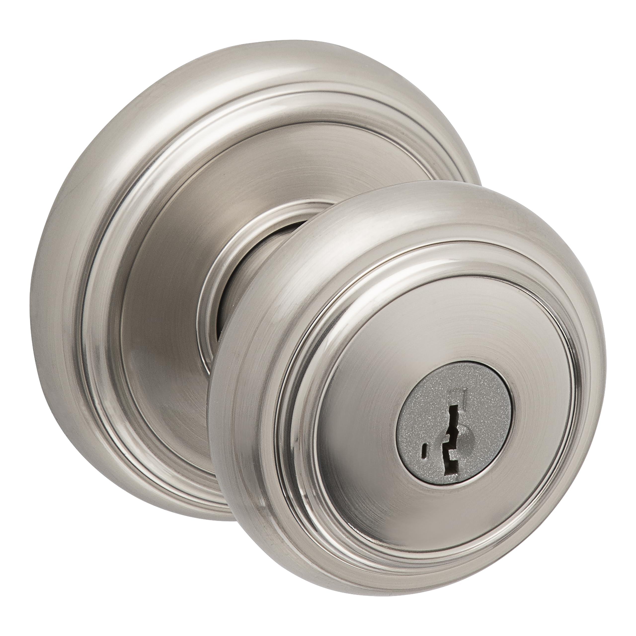 Baldwin Baldwin Alcott, Entry Door Knob Handle with Keyed Lock Featuring SmartKey Re-key Technology and Microban Protection, in Satin Nickel