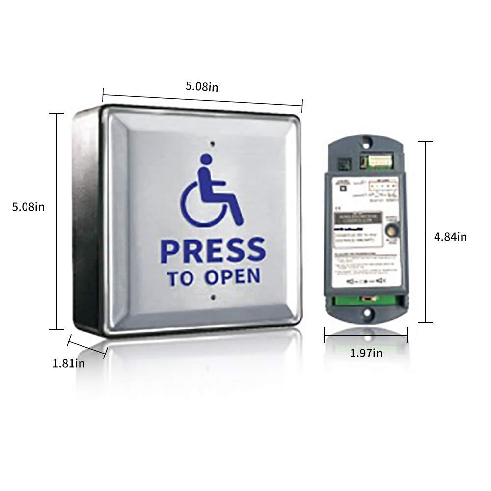 OlideSmart Heavy Duty Handicap Door Opener with 2 Wireless Stainless Steel Push Plate swithes for Disabled, max Door Weight 440lbs