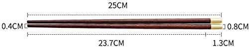 ZHANGDONG ZHANGDONG Chopsticks Reusable Metal Chopsticks Wooden Chopsticks Metal Chopsticks 5 Pairs Chinese Chopsticks Gift Set, Natural Wood and Brass Head Chopsticks.Apply to Home and Restaurant,Outd