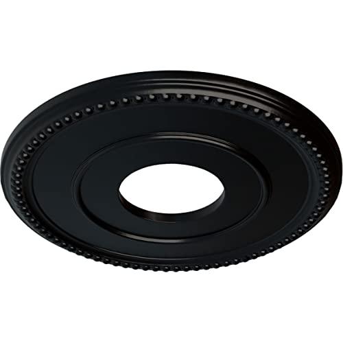Ekena Millwork Ekena Millwork CM12BRBLF New Bradford Ceiling Medallion, 12 1/2\"OD x 3 7/8\"ID x 3/4\"P, Hand-Painted Jet Black