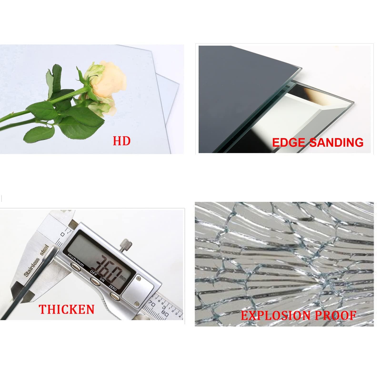 RLN STORE Rectangular Wall Mirror, Frameless Bathroom Mirror with Bevel Edges, Decorative Mirrors,Paste Or Punch Installation, Vertical Or Horizontal Hanging, Explosion-Proof, HD Glass Mirror (Size : 50X70cm)