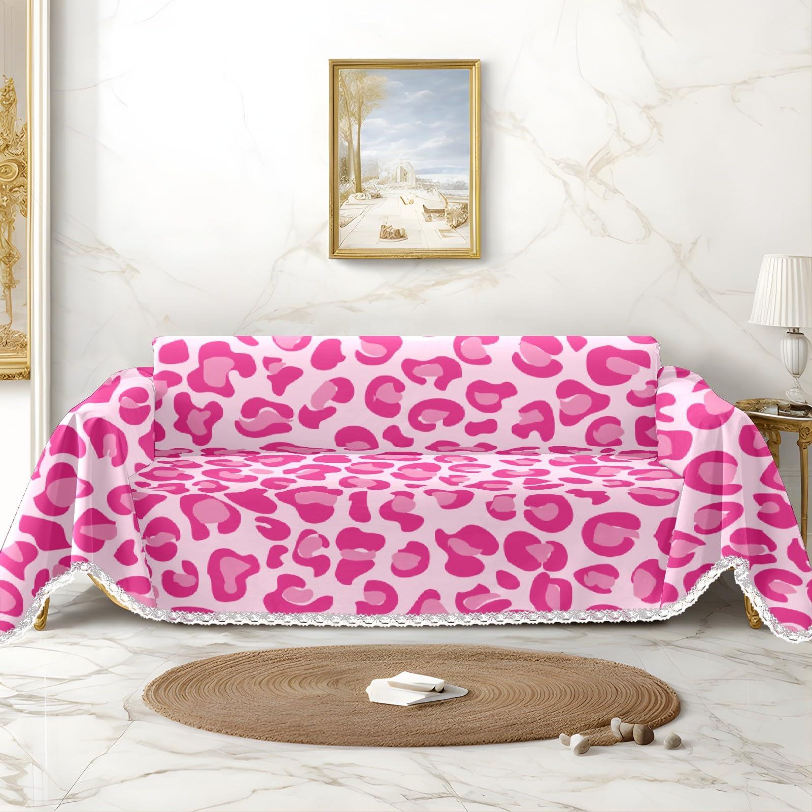 MSINMKOK MSINMKOK Couch Covers Pink Leopard Print Washable Throw Covers for Couch Loveseat Sofa Cover Sofa Slipcover Pets Dogs Furniture Couch Protector 71x91