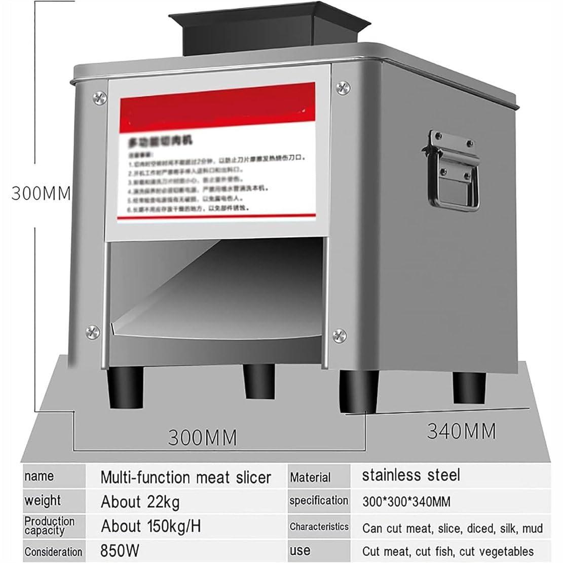 NYMFEA 850W Meat Cutter Slicer Cutting Machine Cube Shredded Meat 130KG/H Commercial Electric Lamb Slicer Bread Ham Commercial Meat Slicer, for Family and Commercial Use,7MM